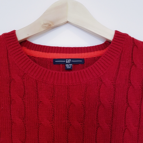 GAP Red Cable Knit Sweater XS - Picture 3 of 5